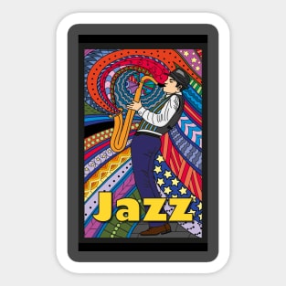 Jazz - musiker, saxophonist im schwarzen hut. Sticker